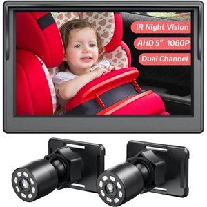 Baby Car Camera, Dual Channel 5 inch Display with 2 IR Night Vision Camera